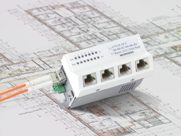 Microsens Gigabit Ethernet ruggedized Micro-Switch, 4x10/100/1000T with 2x SFP-Uplink, MS440207PMXH-