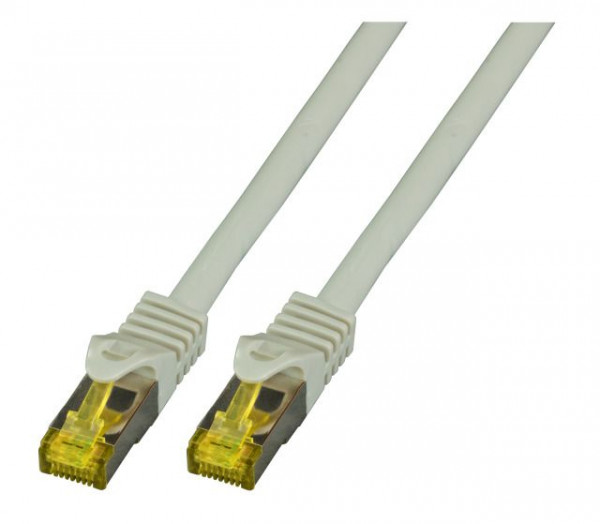 Patchkabel RJ45, CAT6A 500Mhz, 2m, grau, S-STP(S/FTP), LSZH, mit Cat.7 Rohkabel,