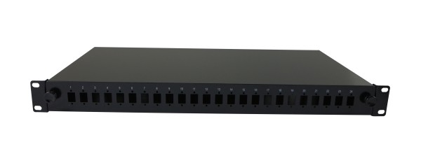 LWL-Patchpanel 24xLC(APC)-Duplex-Buchsen, 19", OS2, 9/125u Singlemode, Schwarz, Synergy 21,