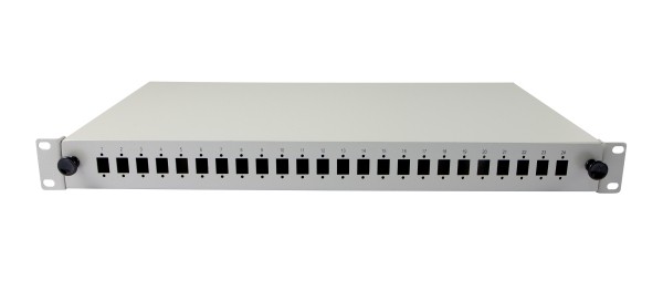 LWL-Patchpanel 24xLC-Duplex-Buchsen, 19", OS2, 9/125u Singlemode, Lichtgrau, Synergy 21,