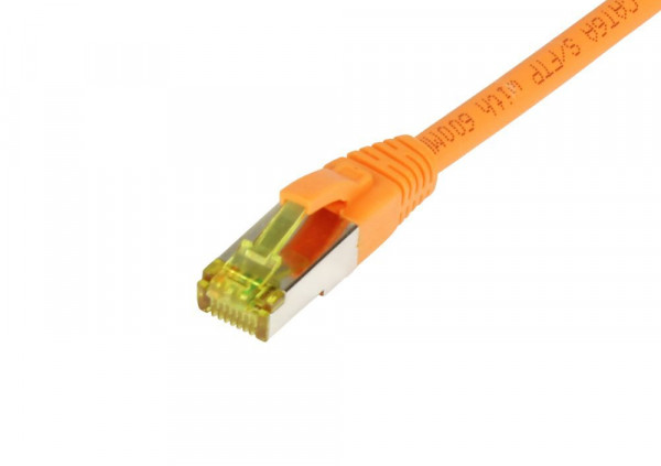 Patchkabel RJ45, CAT6A 500Mhz, 2m, orange, S-STP(S/FTP), TPE/LSZH(Ultraflex), AWG26, mit CAT7 Rohkab