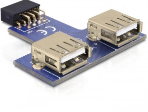 DeLock USB Pin Header Buchse > 2 x USB 2.0 Buchse - oben