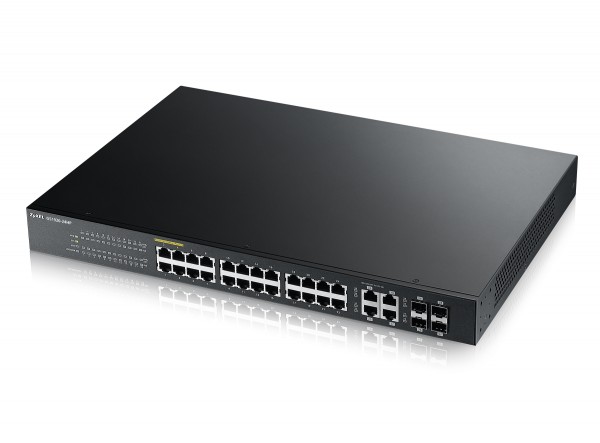 Zyxel Switch GS1920-24HPV2, 24x Gigabit POE+ Ports, 4x Combo, smart managed, L2, 375W