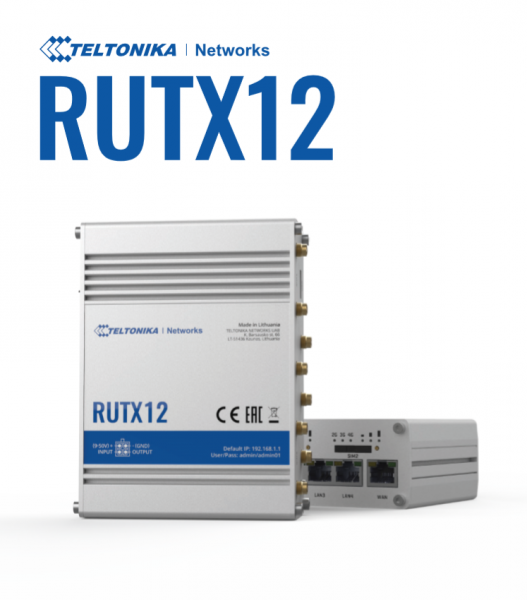 Teltonika · Router · RUTX12 · Dual LTE CAT6 Router WLAN, Dual Band WiFi (Wave-2 802.11ac), 2 SIM