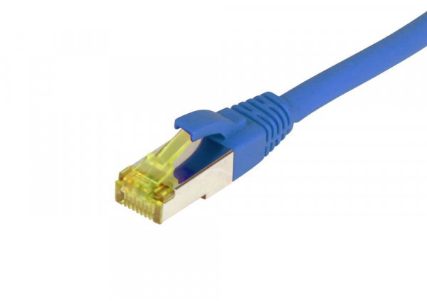 Patchkabel RJ45, CAT6A 500Mhz, 5m, blau, S-STP(S/FTP), TPE/LSZH(Ultraflex), AWG26, mit CAT7 Rohkabel