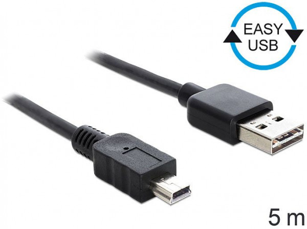 Kabel USB 2.0 A (St) => MINI 5-polig (St) 5,0m Easy USB *DeLock*