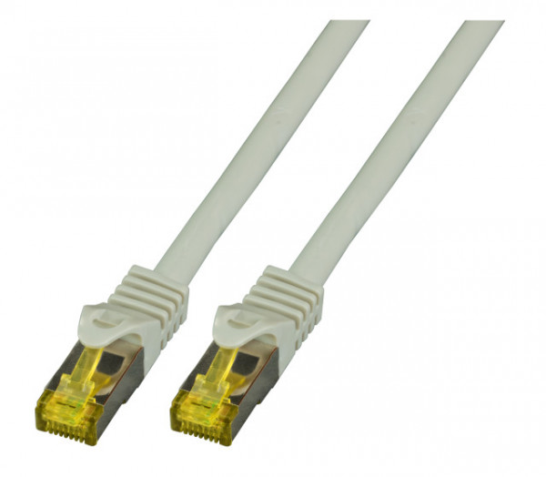 Patchkabel RJ45, CAT6A 500Mhz, 0.15m, grau, S-STP(S/FTP), LSZH, mit Cat.7 Rohkabel,