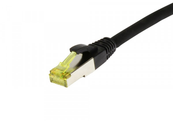 Patchkabel RJ45, CAT6A 500Mhz, 1.5m, schwarz, S-STP(S/FTP), TPE/LSZH(Ultraflex), AWG26, mit CAT7 Roh