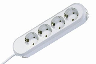 Bachmann Tischsteckdose, 4xDosen(CEE7)->Stecker(CEE7), 1,5m, Weiss, SMART