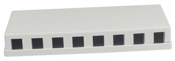 Patch Panel 8xTP, CAT6A, incl.Keystone Slim-line 20mm, Aufputz PVC, Weiss, Synergy 21,