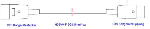 Bachmann Kabel, Verlängerung, Dose(C20)->Stecker(C19), 1.0m,