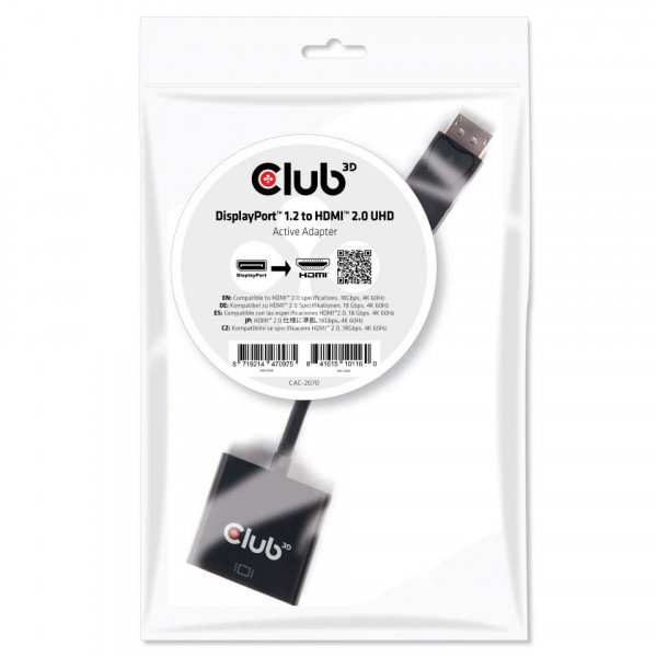 Adapter DisplayPort 1.2 => HDMI 2.0 *Club 3D* 4K60Hz Aktiv