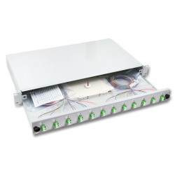 LWL-Patchpanel Spleisbox,19", 6xLC-Duplex, 50/125um, OM5, ausziehbar