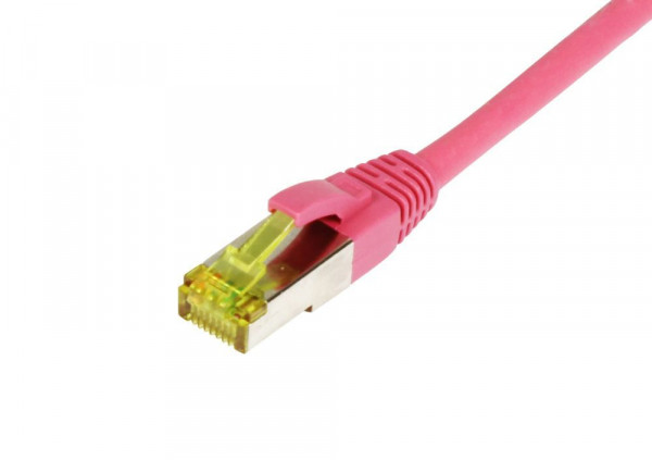 Patchkabel RJ45, CAT6A 500Mhz, 2m, magenta, S-STP(S/FTP), TPE/LSZH(Ultraflex), AWG26, mit CAT7 Rohka