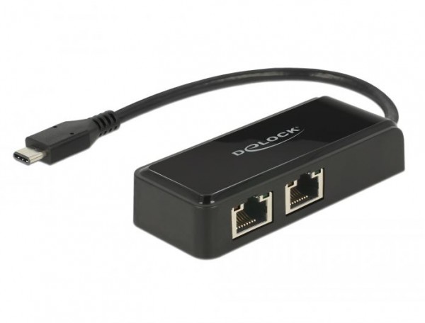 Adapter USB 3.1 Typ C (St) => 2x Gigabit Ethernet (Bu) *DeLock*