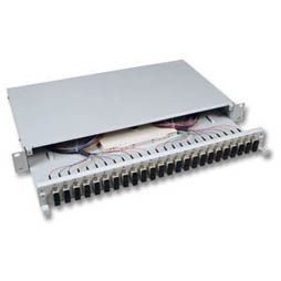 LWL-Patchpanel Spleisbox,19", 24xSC-Duplex, 50/125um OM3, ausziehbar