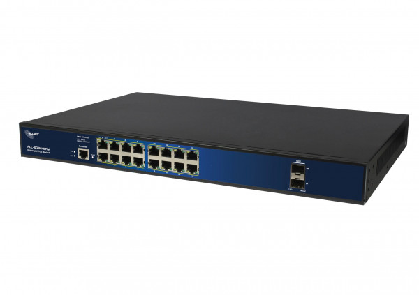 ALLNET Switch full managed 16 Port Gigabit 280W / 16x PoE+ / 2x SFP / Lüfterlos / 19" / "ALL-SG8618P