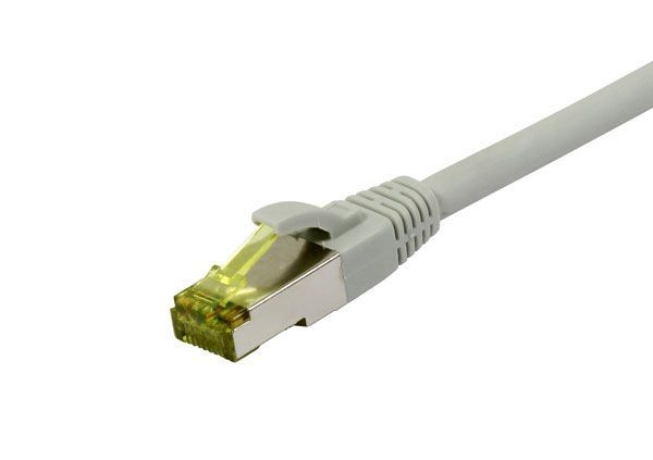 Patchkabel RJ45, CAT6A 500Mhz,20m, grau, S-STP(S/FTP), TPE/LSZH(Ultraflex), AWG26, mit CAT7 Rohkabel