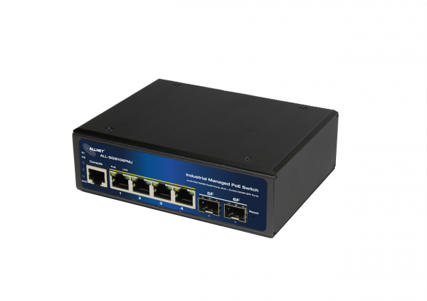 ALLNET Switch industrial full managed Layer2+ 6 Port GbE • PoE Budget 120W • 4x PoE at • 2x SFP • L