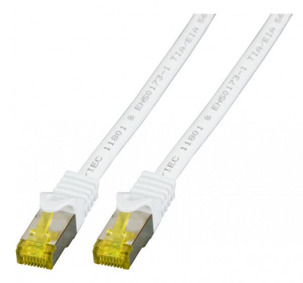 Patchkabel RJ45, CAT6A 500Mhz, 0.15m, weiss, S-STP(S/FTP), LSZH, mit Cat.7 Rohkabel,