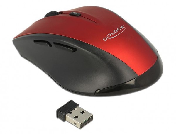 DeLock Maus - USB Optisch Wireless *rot*