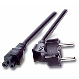 Netzkabel 230V Schutzkontakt CEE7(Stecker)->C5(Buchse), 0,7m, Schwarz, (Kleeblatt, Mickymaus), Bulkw