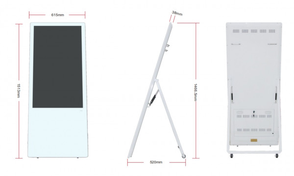 Allnet Standdisplay 43 Zoll Aufsteller oh. Touch mit Laufrollen, 700 Nits, Android 11, RK3399, Farbe