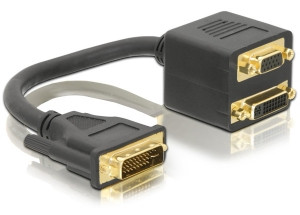 DeLock Konverter DVI29 Stecker zu DVI29 + VGA Buchse