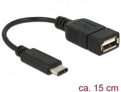 Delock Adapterkabel USB Type-C 2.0 Stecker > USB 2.0 Typ A Buchse 15 cm schwarz