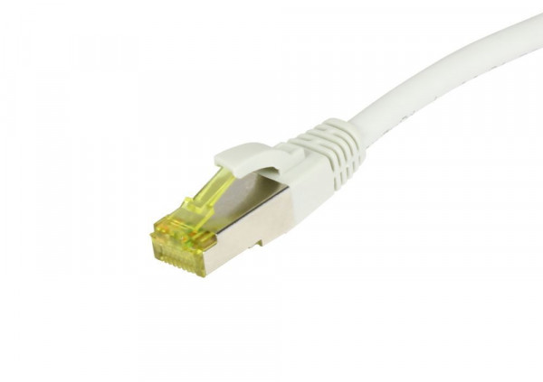 Patchkabel RJ45, CAT6A 500Mhz,15m, weiss, S-STP(S/FTP), TPE/LSZH(Ultraflex), AWG26, mit CAT7 Rohkabe