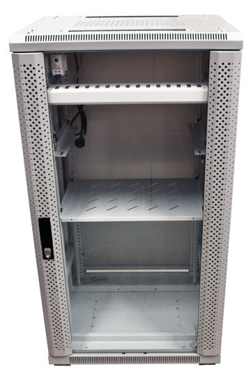 ALLNET 19"Schrank, 32HE, B600/T 600mm, Glastür, Lichtgrau, SNB-Serie,