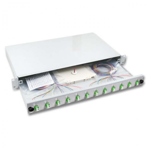 LWL-Patchpanel Spleisbox,19", 24xLC-Duplex, 50/125um, OM5, ausziehbar