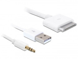 Delock iPhone/iPod Zubehör Kabel (St) > USB 2.0 + Audio *weiß*