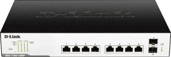 D-Link Switch 1000/100/10Mbit 8xTP 2xSFP - PoE+