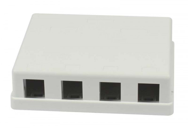 Patch Panel 4xTP, CAT6A, incl.Keystone Slim-line 20mm, Aufputz PVC, Weiss, Synergy 21,