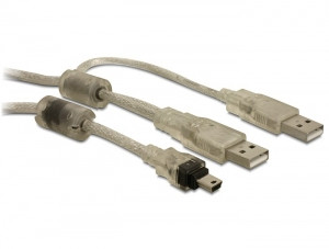 DeLock Kabel 2x USB2.0-A Stecker > USB mini 5-pol