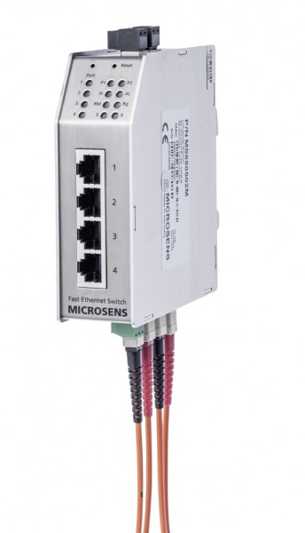 Microsens Industrie 6 Port Fast Ethernet Switch mit Ring-Funktion, 2 x SC duplex (Multimode), 4 x R