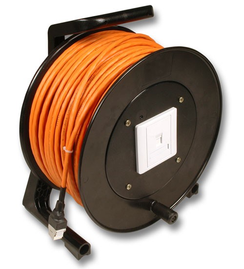 Kabeltrommel, CAT6A, 50m, S-STP(S/FTP), mit Buchsen RJ45,