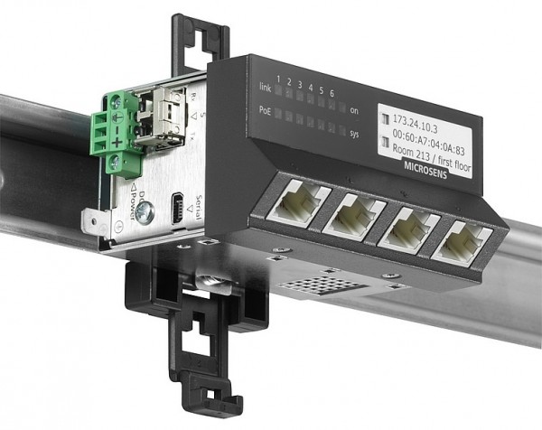 Gigabit Ethernet ruggedized Micro-Switch 45x45, 4x10/100/1000T with 2x ,MS450186PMXH-48G6+