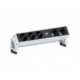 Bachmann Desk2 Steckdosenleiste, 3xDosen(CEE7), 2xABD, mit Zuleitung 0,2m GST18, Inox lackiert