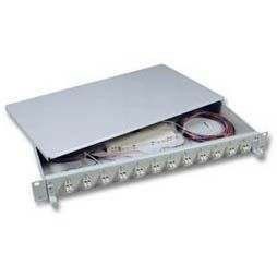 LWL-Patchpanel Spleisbox,19", 24xLC-Duplex, 9/125um, OS2, ausziehbar, Pigtails abgesetzt