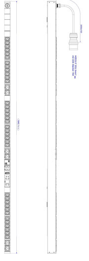 Bachmann PDU, Steckdosen, 36xDosen(C13)+ 6x(C19)-> Zuleitung 3m, 16A, mit Stecker CEE 16A rot, BN350