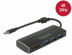 Delock USB 3.1 Gen 1 Adapter USB Type-C zu 3 x USB 3.0 Typ-A Hub + 1 x HDMI