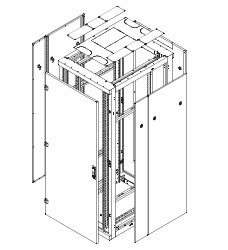 Triton 19"Schrank Flat-Pack, Front/Rückrahmen B800mm, 42HE, Rahmen mit Tür(1-teilig Perforiert), sch