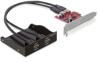 DeLock Frontpanel 3,5" 2x USB 3.0 schwarz inkl. PCI-Express Card