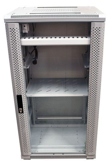 ALLNET 19"Schrank, 12HE, B600/T 800mm, Glastür, Lichtgrau, SNB-Serie,