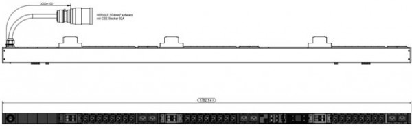 Bachmann PDU, Steckdosen, 24xDosen(C13)+ 6x(C19)+6xLS-> 3ph Zuleitung 3m, 32A, mit Stecker CEE 32A r