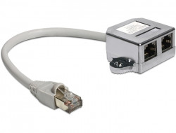 DeLock RJ45 Port Doppler 1 x RJ45 Stecker > 2 x RJ45 Buchsen (2 x Ethernet)