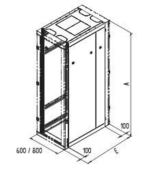 Triton 19"Schrank Flat-Pack, Mittelteil T1000mm, 42HE, Dach, Seitenwände, lichtgrau, bis 800KG, zerl