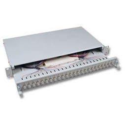 LWL-Patchpanel Spleisbox,19", 24xST, 50/125um, ausziehbar, OM3